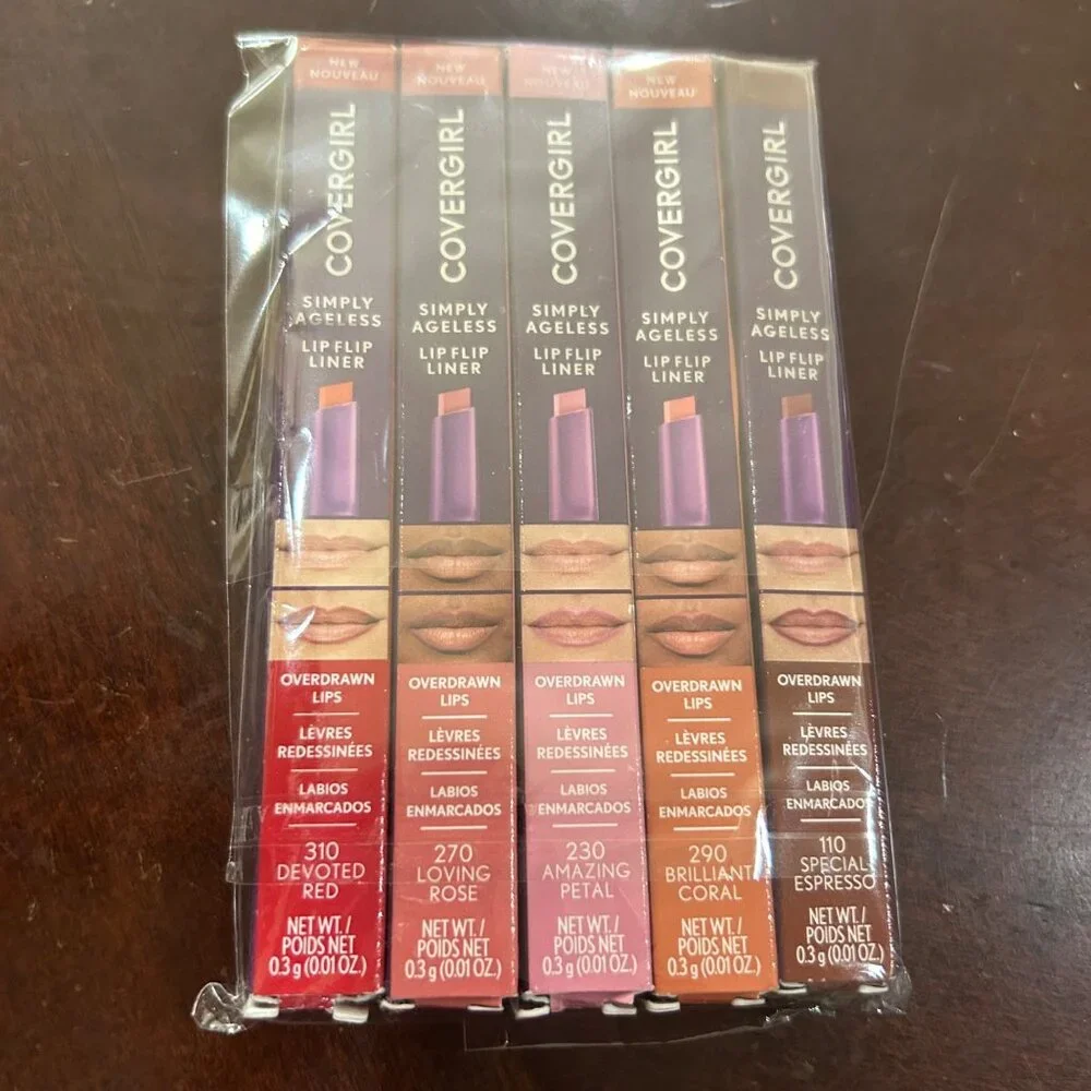 Covergirl Simply Ageless Liner Set Of 5 Red Rose Petal Coral Espresso New Sealed